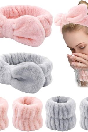 Pack of 3 Facial Bands in Pink & Grey