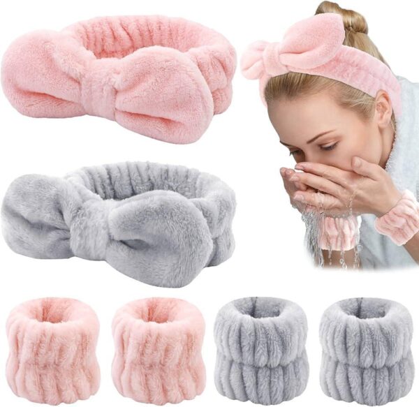Pack of 3 Facial Bands in Pink & Grey