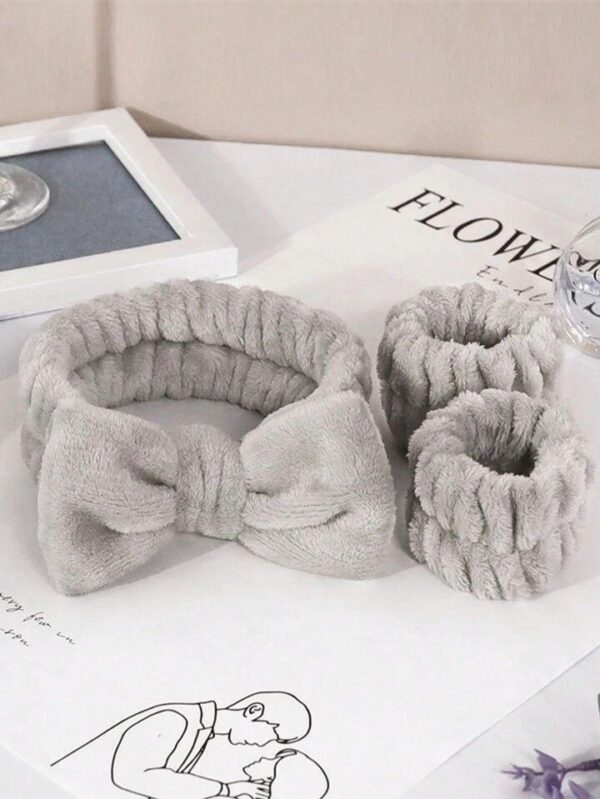 Pack of 3 Facial Bands in Pink & Grey - Image 2