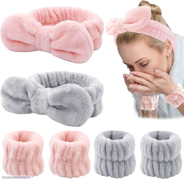 Pack of 3 Facial Bands in Pink & Grey - Image 5
