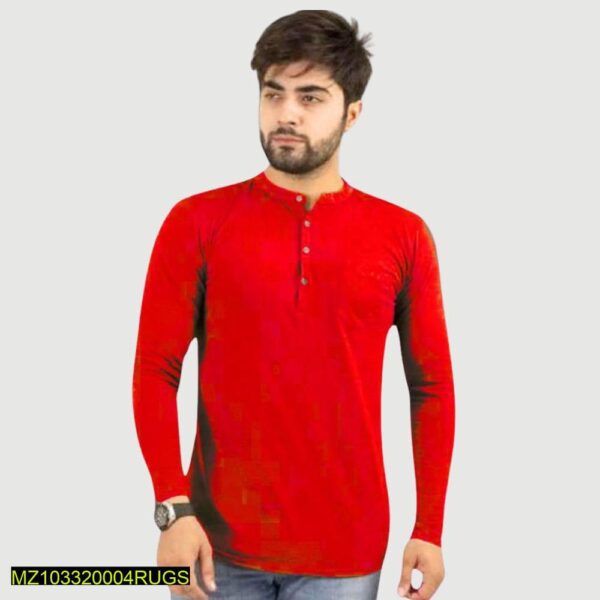 Cotton Jersey Round Neck Shirt Maroon - Image 2