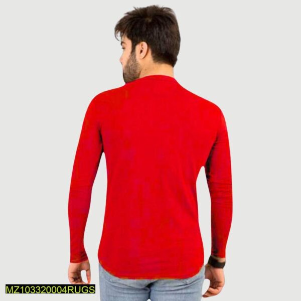 Cotton Jersey Round Neck Shirt Maroon - Image 3