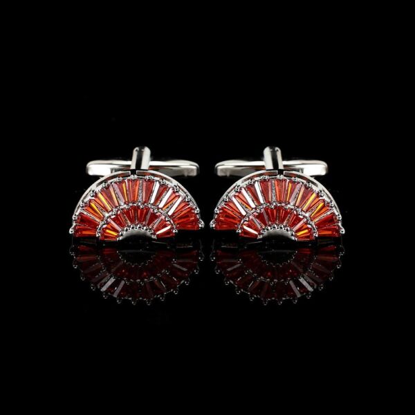 Red Fan Sector Crystal Cufflinks - Image 3