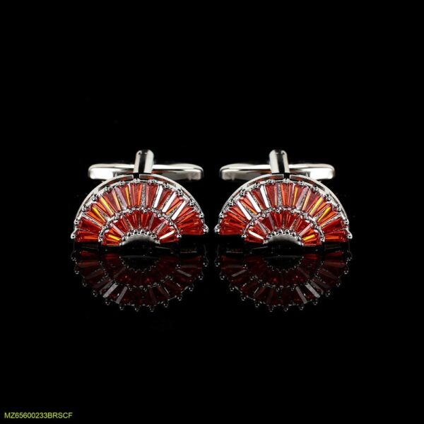Red Fan Sector Crystal Cufflinks