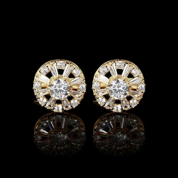 White Round Diamond Cufflinks - Image 4
