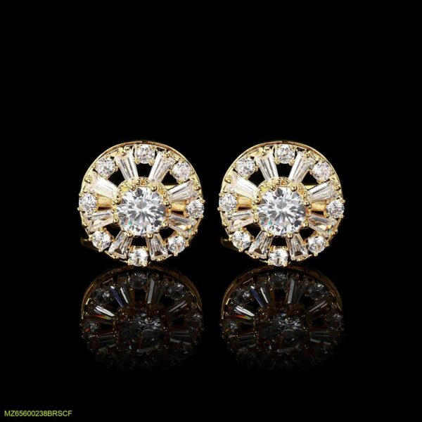 White Round Diamond Cufflinks - Image 3