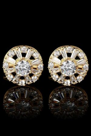 White Round Diamond Cufflinks