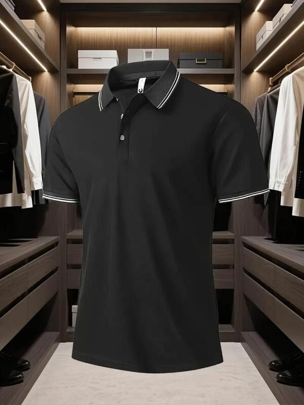 Cotton Jersey Plain Polo Shirt Black