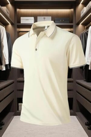 Cotton Jersey Plain Polo Shirt Off White