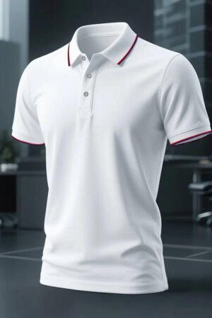 Cotton Jersey Plain Polo Shirt White