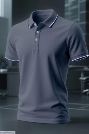 Cotton Jersey Plain Polo Shirt Grey