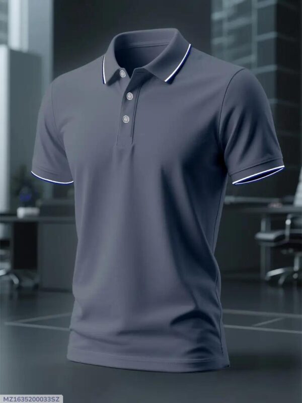 Cotton Jersey Plain Polo Shirt Grey
