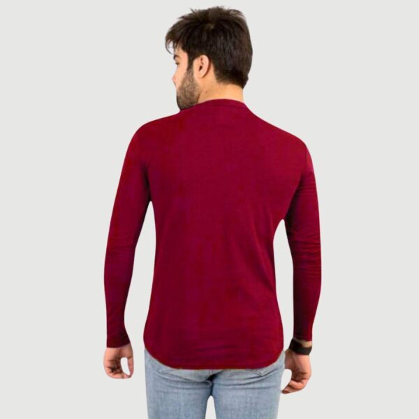 Cotton Jersey Round Neck Shirt Maroon - Image 21