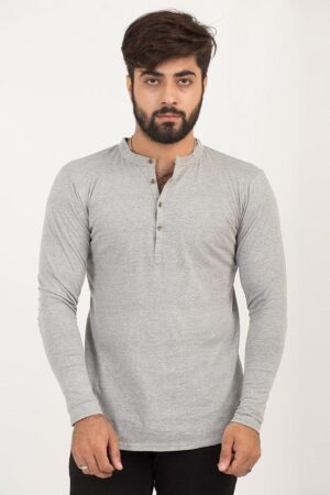Cotton Jersey Round Neck Shirt Grey