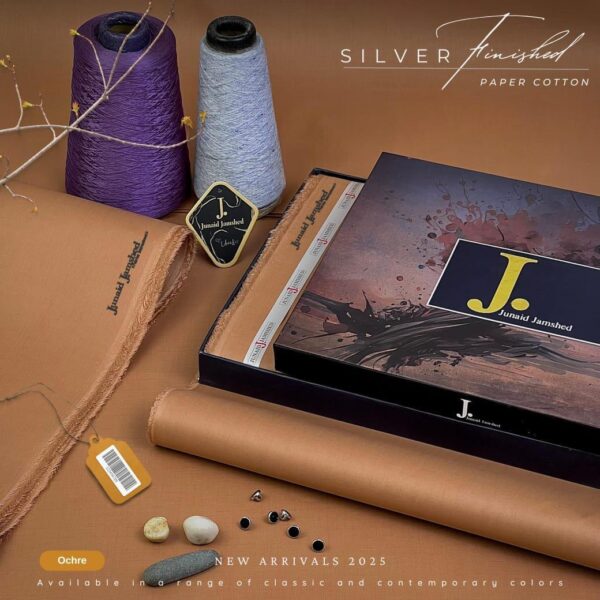 Paper Cotton Plain Suit- Ochre - Image 3