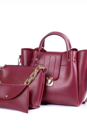 Girl's PU Leather Plain Hand Bag Set