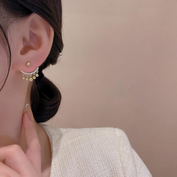 Geometric Gold Plated Cubic Zirconia Earrings - Image 3