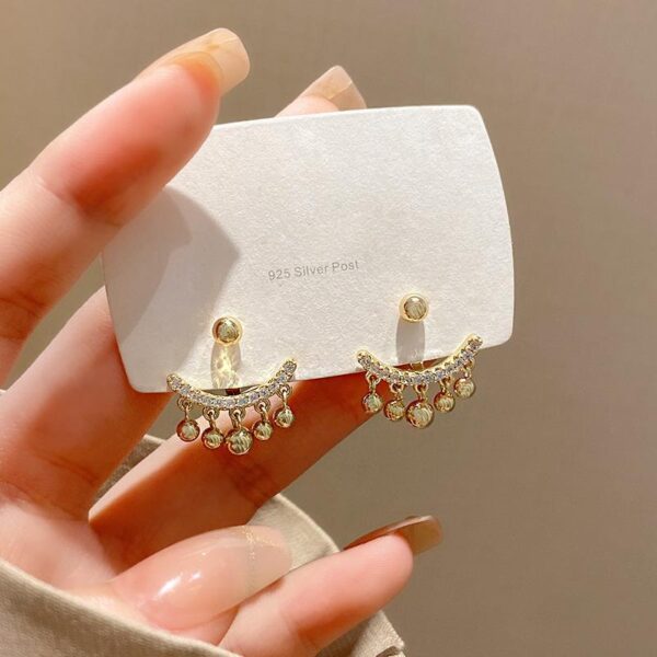 Geometric Gold Plated Cubic Zirconia Earrings - Image 5