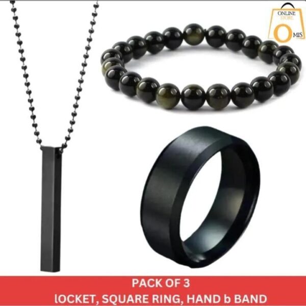Vertical Bar Men's Jewelry Set - 3 Pcs - Image 2