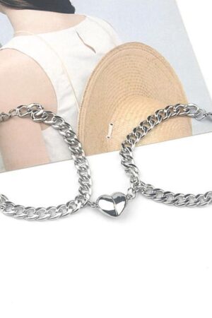 Silver Plated Gemstone Couple's Bracelet