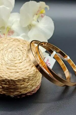 2 Pcs Gold Plated Plain Bangle