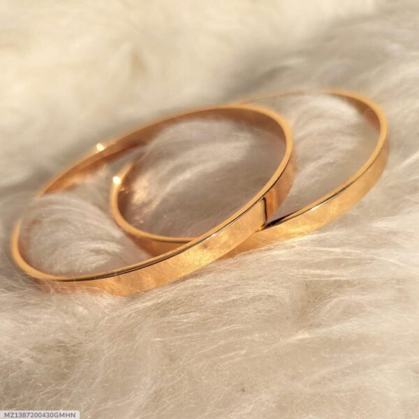 2 Pcs Gold Plated Plain Bangle - Image 4
