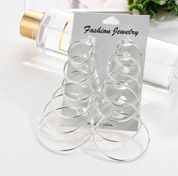 Plain Silver Hoops, Pack Of 6 - Image 4
