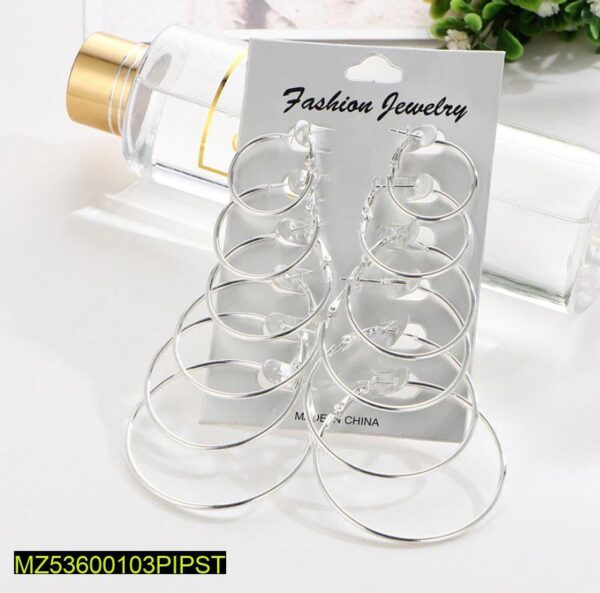 Plain Silver Hoops, Pack Of 6 - Image 2