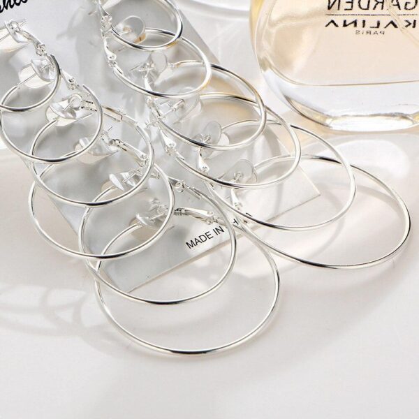 Plain Silver Hoops, Pack Of 6 - Image 7