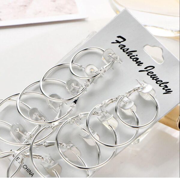 Plain Silver Hoops, Pack Of 6 - Image 5