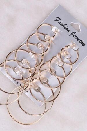 Plain Gold Hoops, Pack Of 6