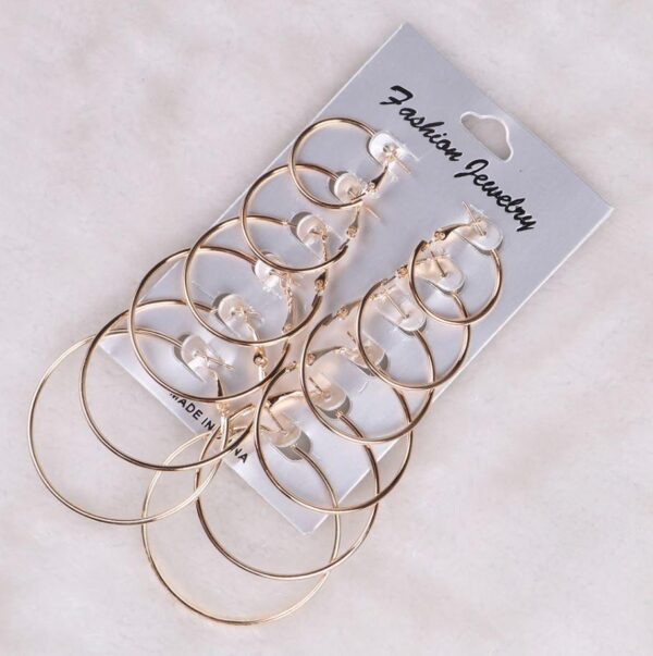 Plain Gold Hoops, Pack Of 6
