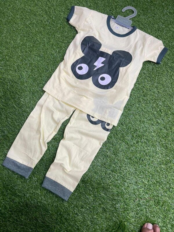 2 Pcs Kid's Stitched Cotton Jersey Printed Night Suit - Image 4