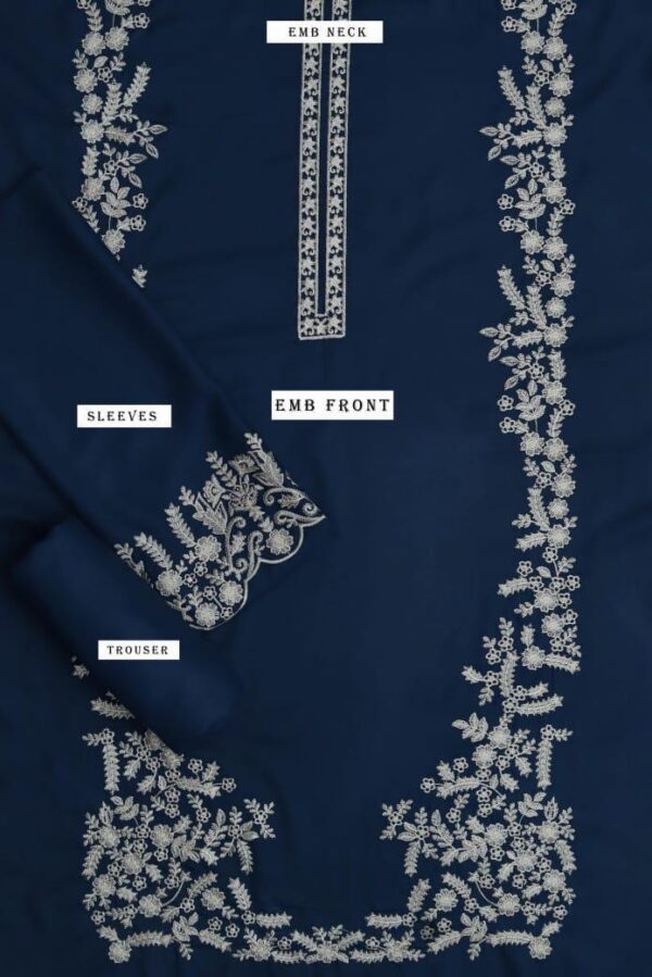 2 Pcs Women's Unstitched Embroidered Suit - Image 3
