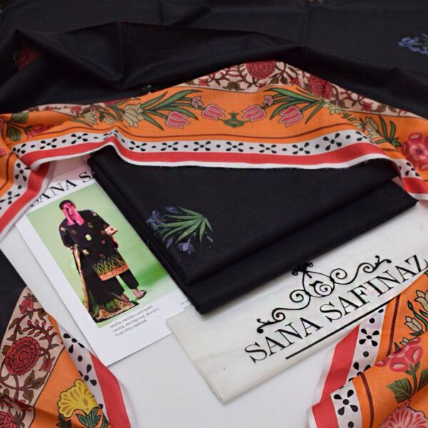 3 Pcs Women's Unstitched Printed Suit - Image 3