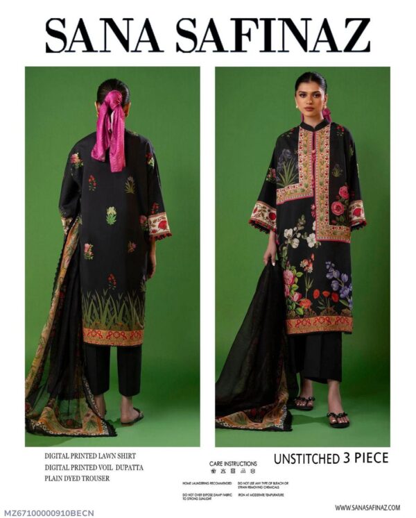 3 Pcs Women's Unstitched Printed Suit - Image 2
