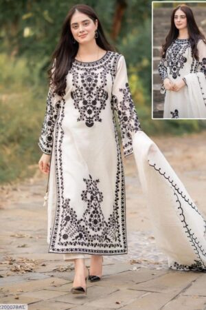 3 Pcs Women's Stitched Embroidered Suit
