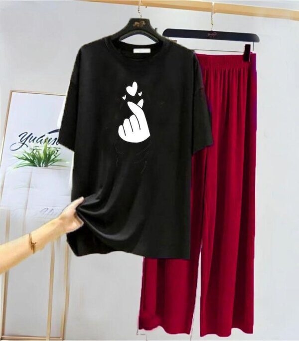 Comfortable Printed Cotton Jersey Night Suit - 2 Pcs Set
