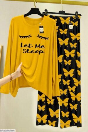 2 Pcs Women's Stitched Printed Night Suit