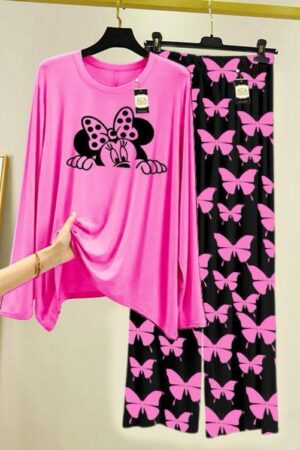 Comfortable Printed Cotton Night Suit - 2 Pcs Set