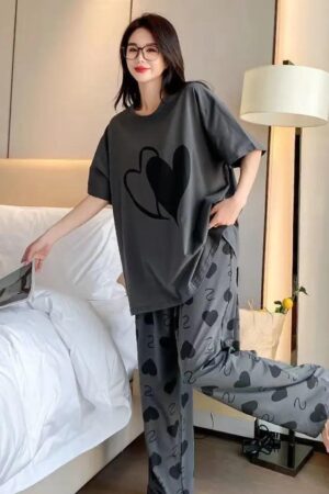 2 Pcs Women's Stitched Cotton Jersey Printed Night Suit