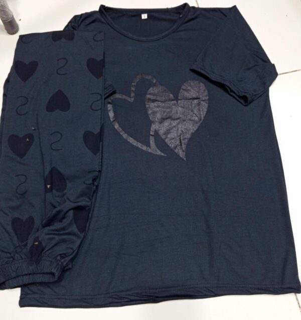 2 Pcs Women's Stitched Cotton Jersey Printed Night Suit - Image 4