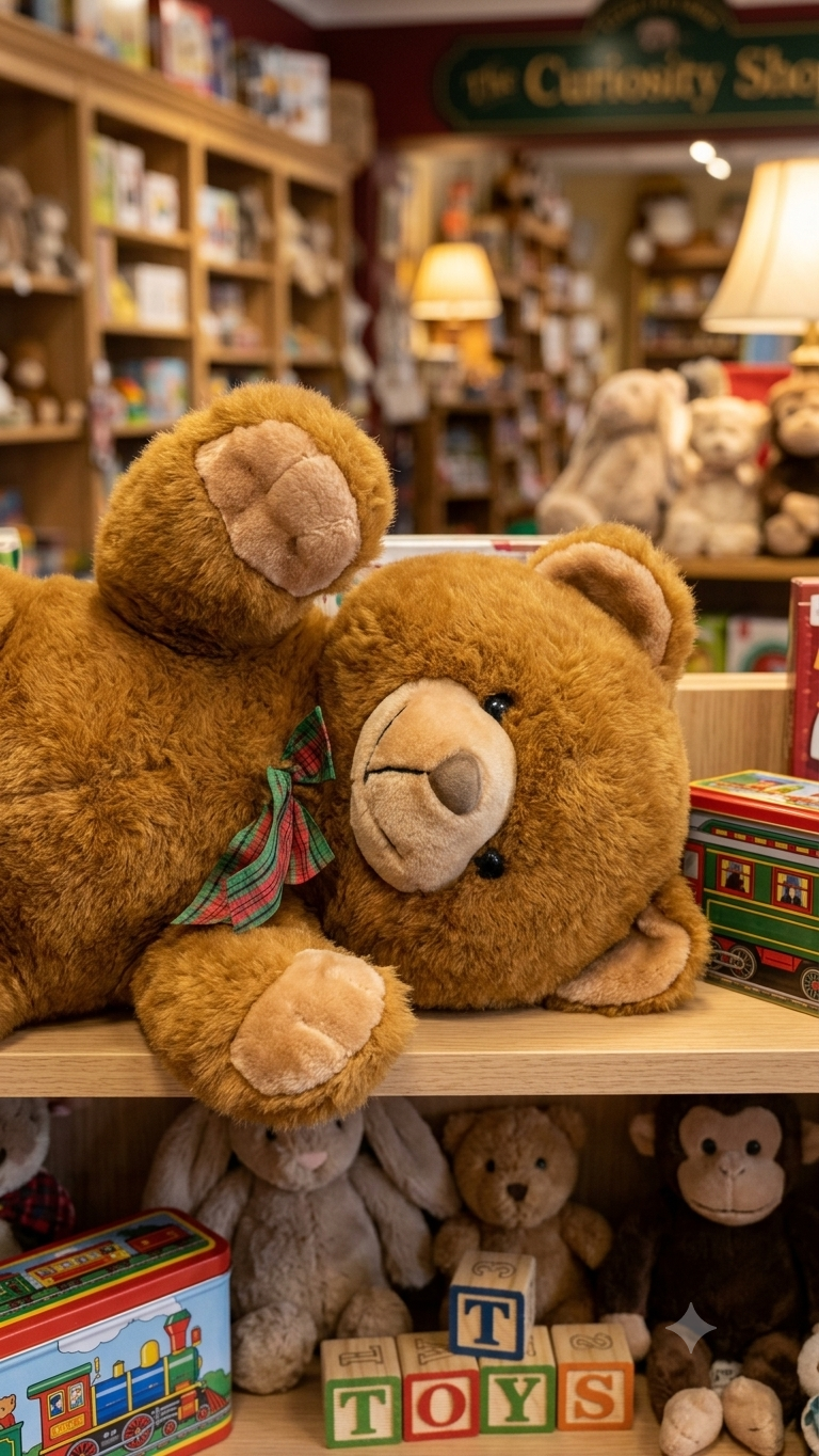 Classic Large Brown Teddy Bear Plush Toy – Soft Fluffy Bear with Plaid Bow