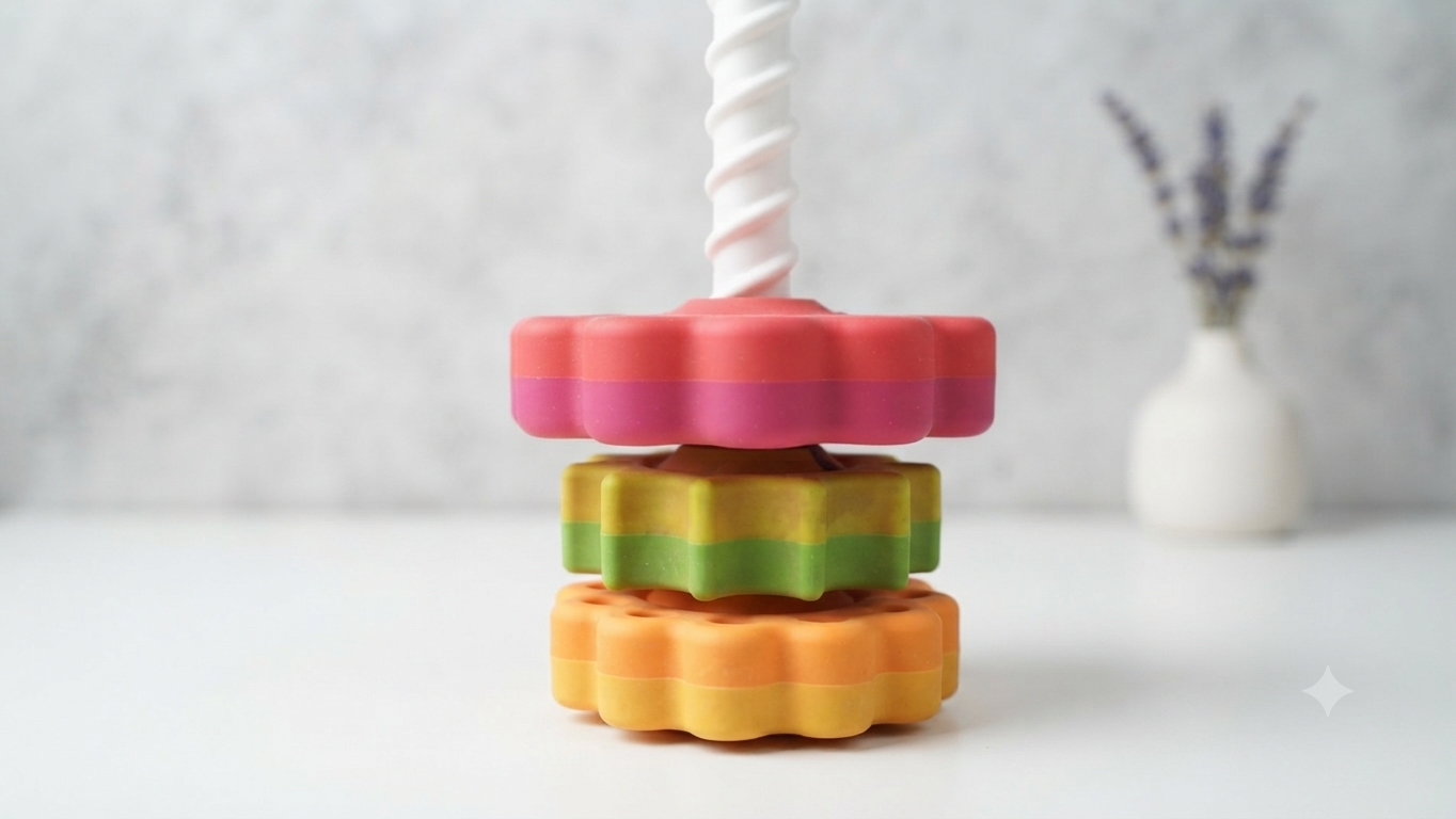 Spin Again Stacking Toy Parts – Replacement Corkscrew Pole & 3 Discs