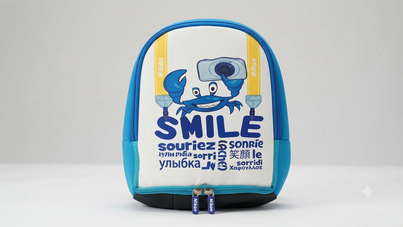 Fun "Smile" Crab Graphic Kids Casual Backpack - Blue/White
